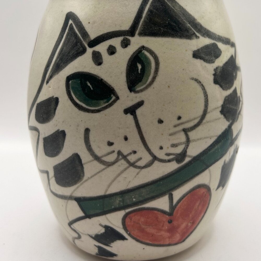 Whimsical Signed Pottery Cat Vase!